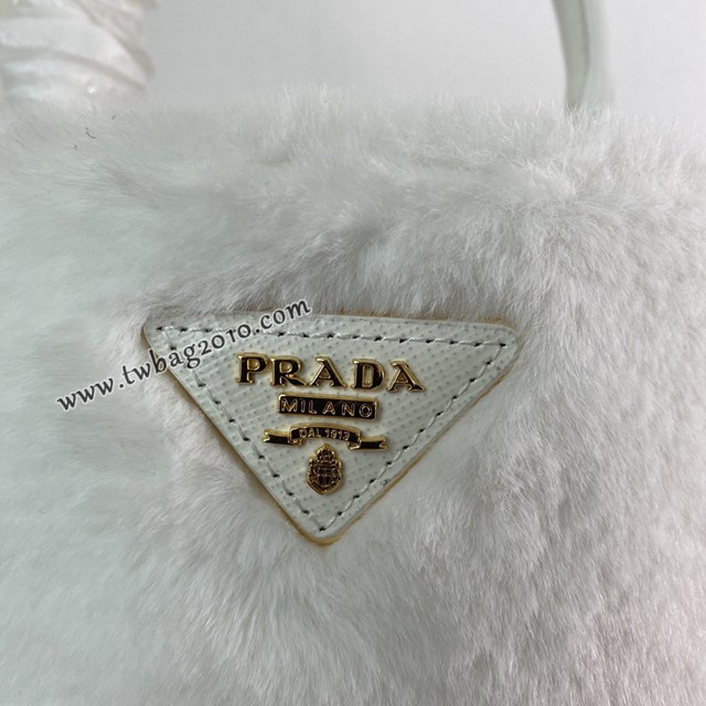 Prada專櫃新款毛毛包 1BA373 普拉達山羊毛桶包手提肩背女包 csp1498